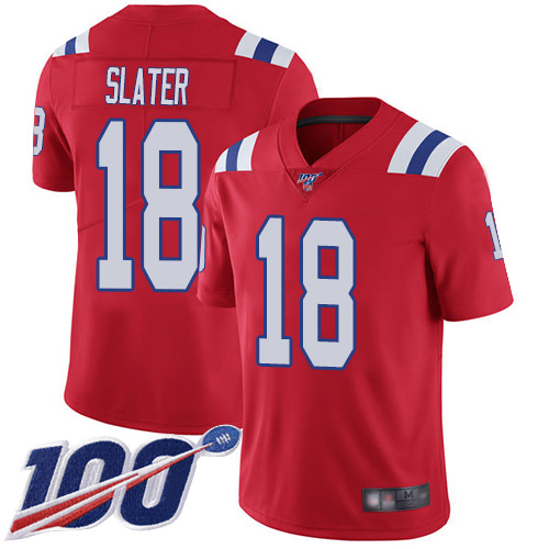 New England Patriots Football #18 100th Season Limited Red Men Matthew Slater Alternate NFL Jersey